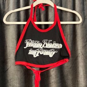 Vintage Willie Nelson cropped top with open back 1981